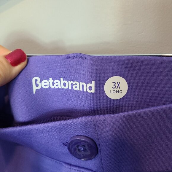 Betabrand Women Wide Leg Dress Yoga Pants Purple Size 3X Long Stretch New Office - Picture 4 of 7
